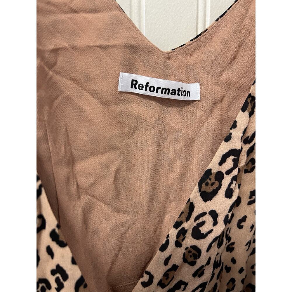 REFORMATION Feline Leopard Animal Print ANCHORAGE V-Neck Wrap Mini Dress XS NWT - Picture 6 of 10